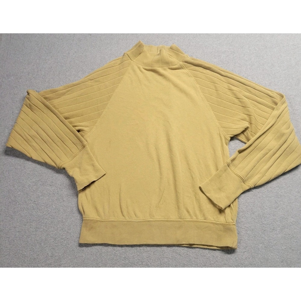Free People Beach Size XS Ribbed Dolman Sleeve High Neck Sweater‎ Tan Mustard